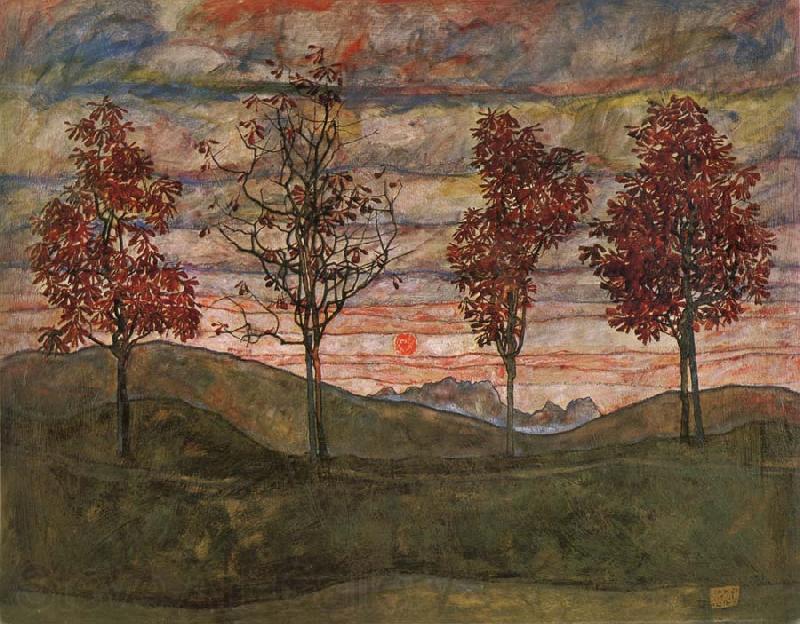 Egon Schiele Four Trees France oil painting art